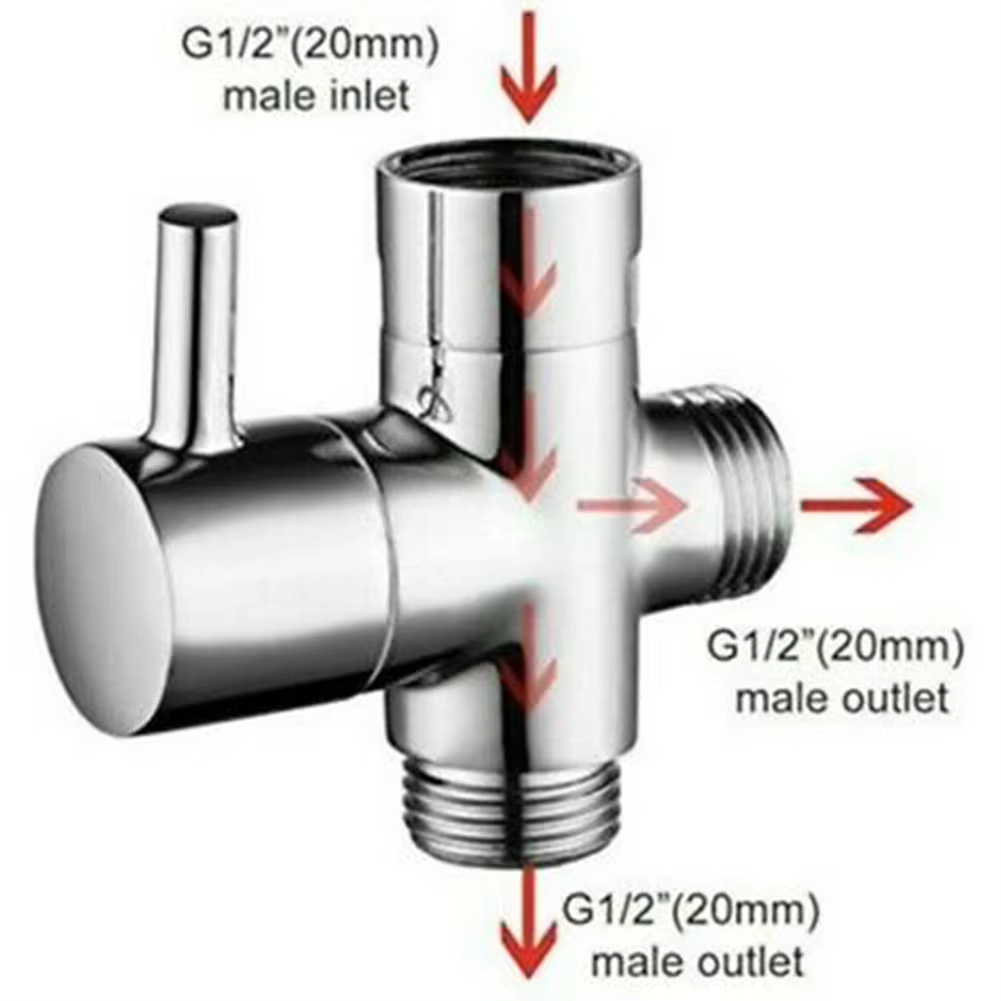 Shower Valve Cartridge - G1/2in 3 Yollu Yönlendirme Vanası T-Adaptörü